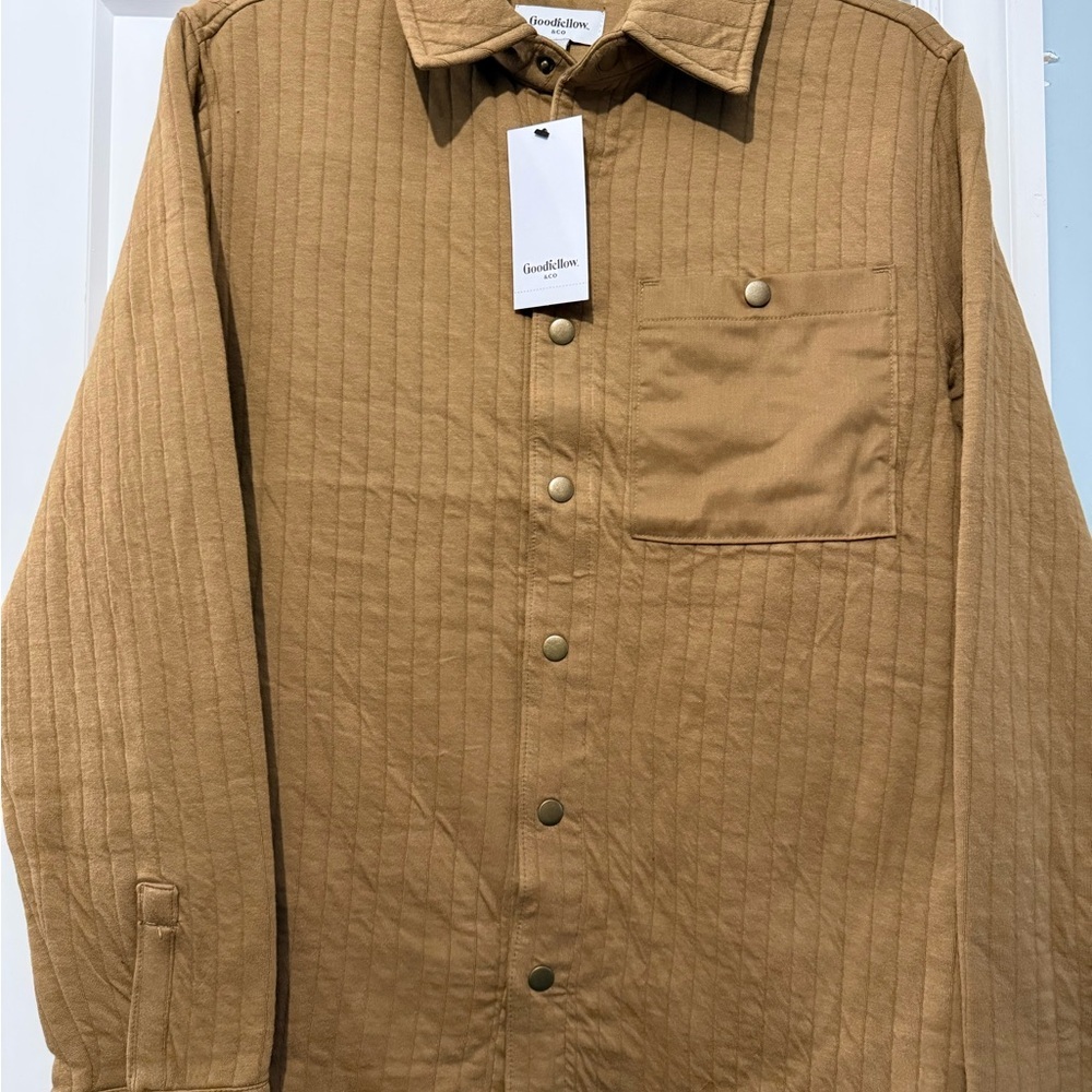 Goodfellow & Co Men’s Quilted Shirt Jacket Light Brown Size Small NWT